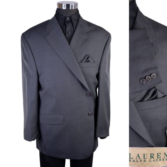Lauren Ralph Lauren Sport Coat Mens Size 50R/S Gray Two Button Blazer Jacket - Picture 1 of 14